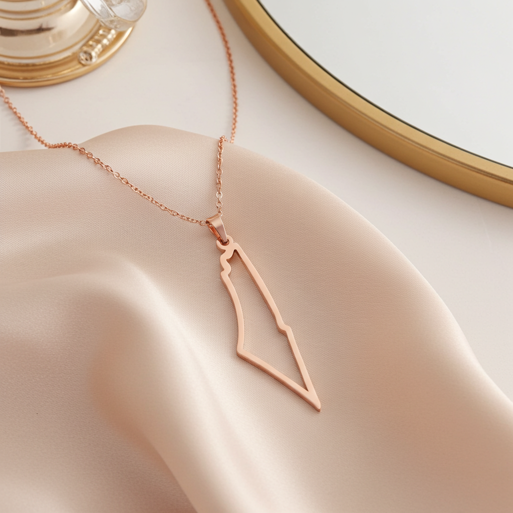Collar silueta mapa de Palestina en oro rosado con cadena delicada