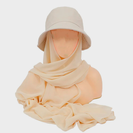 Hat with Hijab - Beige