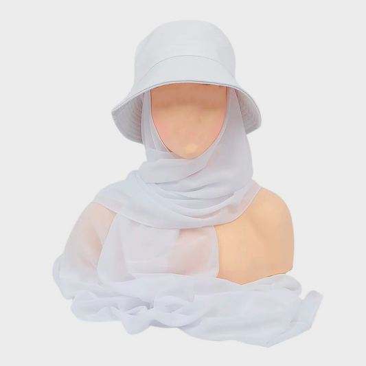 Hat with Hijab - White