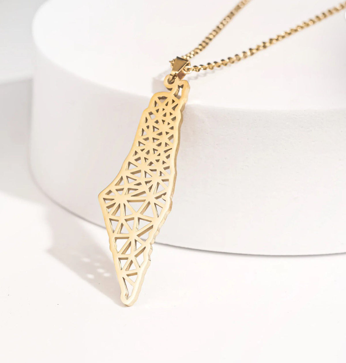 Collar de Mapa Geográfico de Palestina - Dorado