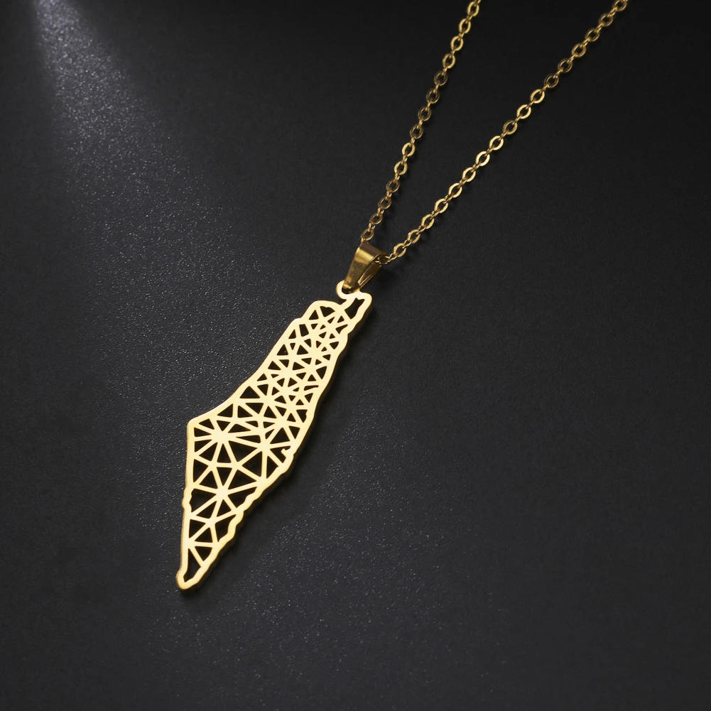 Collar de Mapa Geográfico de Palestina - Dorado