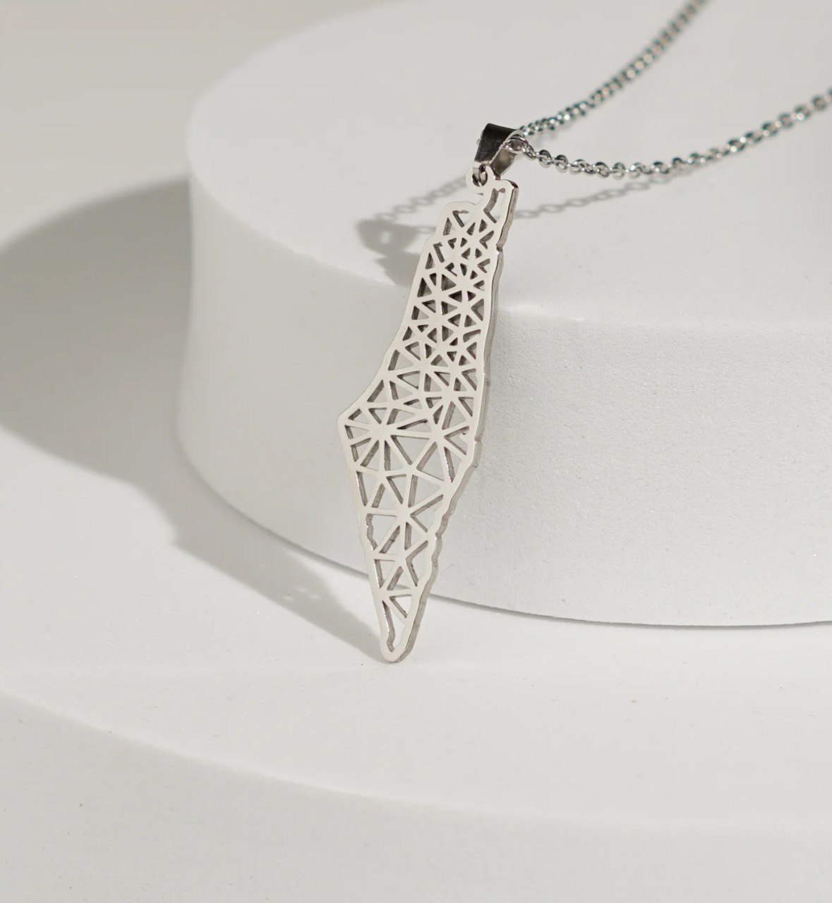 Collar de Mapa Geográfico de Palestina - Plata