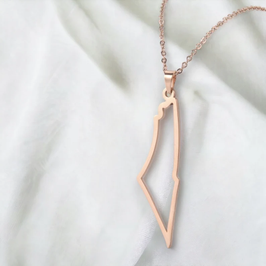Palestine Map Silhouette Necklace - Rose Gold